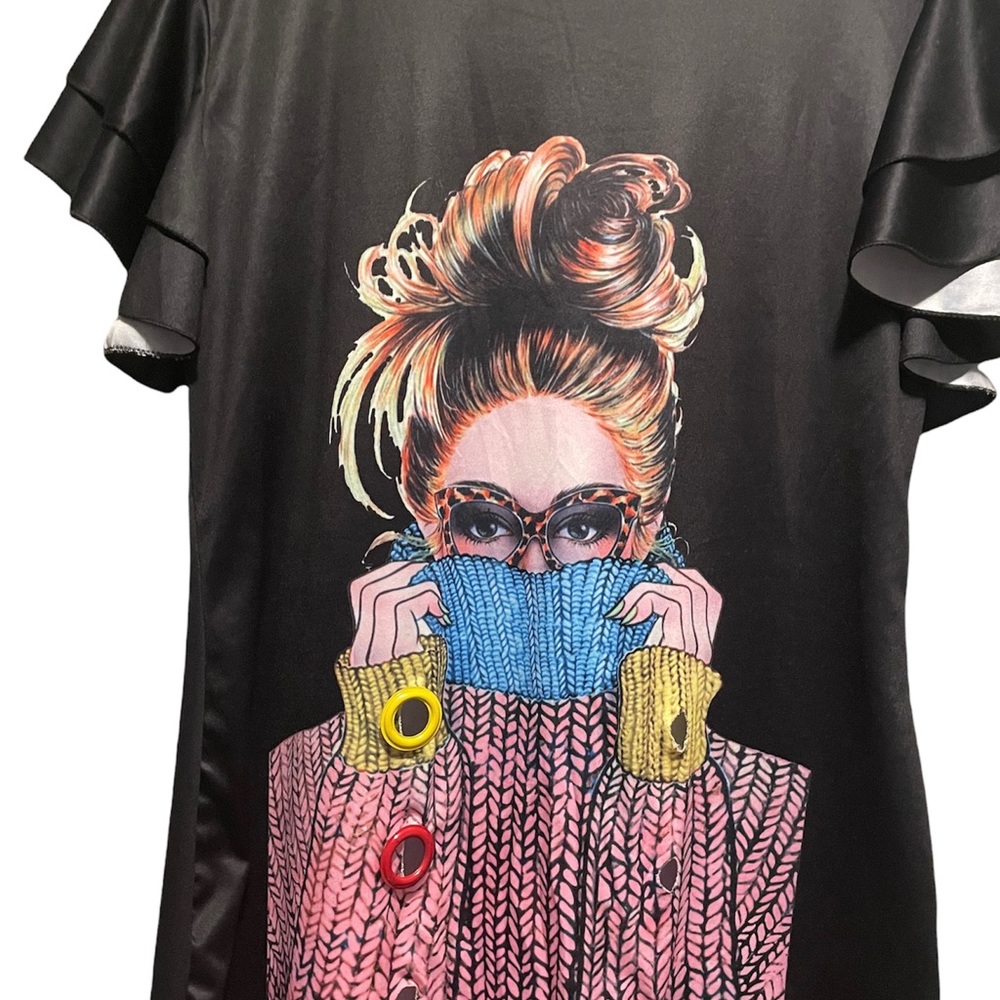 Women Silk Artsy Mini Dress Size XL